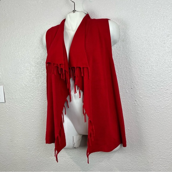 Chicos Womens Size 2‎ Large Red Knit Sleeveless Open Front Cardigan Sweater - Picture 4 of 13